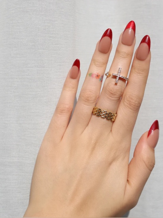 Nail Reformation Other - NIB Nail Reformation Ruby Sparkle Glitter Press-On Nails - Red Glitter Tips